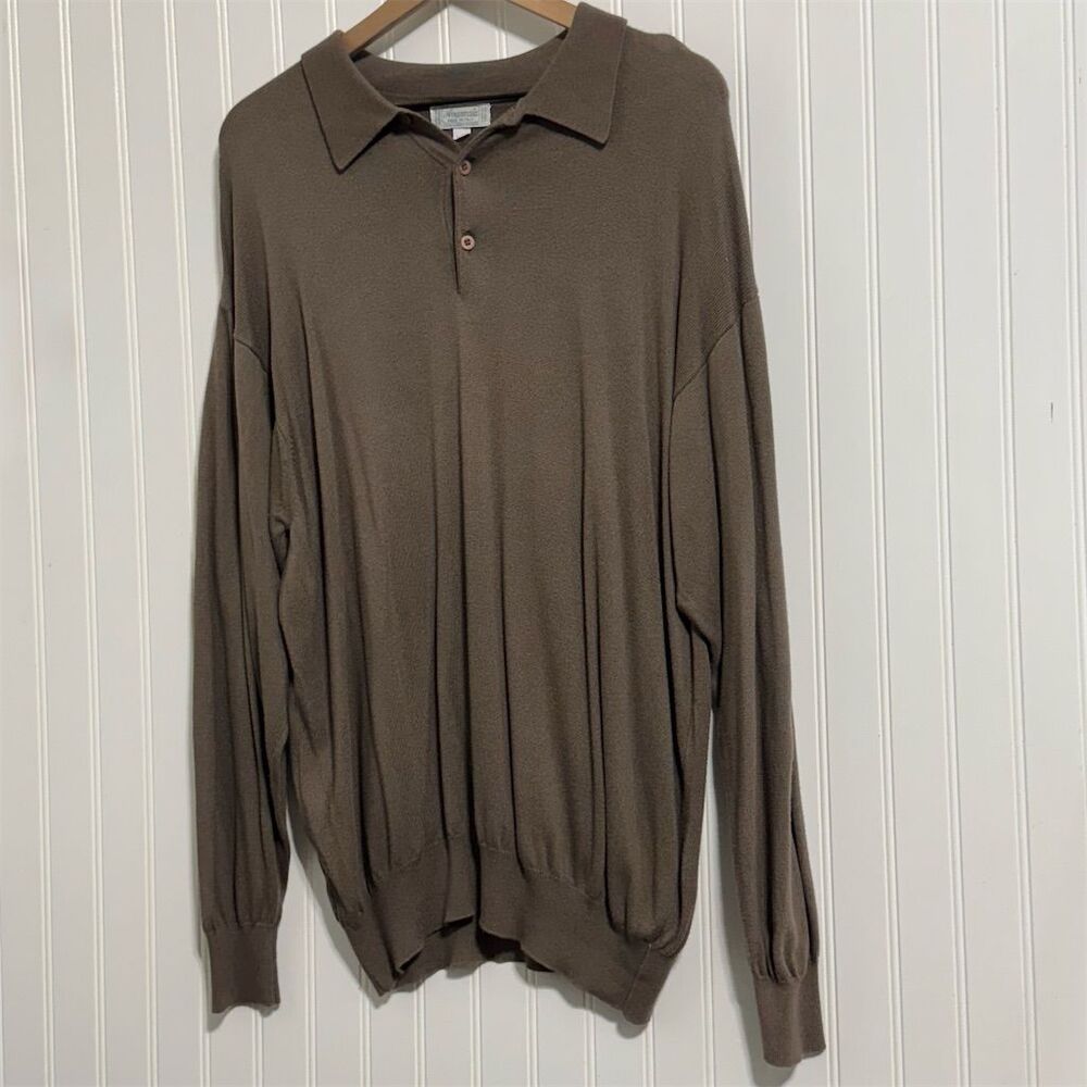 AVANRATA Made in Italy Knit Polo Sweater L/52 Harry Rosen Cotton Modal Luxury